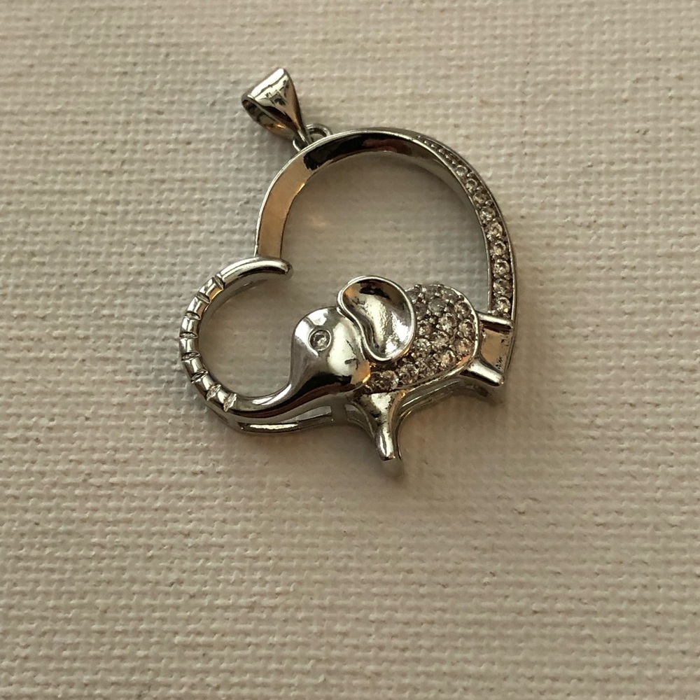 Silver Elephant Heart Pendant